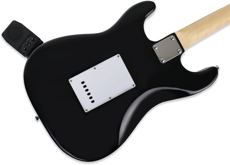 demusea Full size electric guitars kit package black color single tremolo bridge with 5W amp plug in charging amplifier portable travel amp set practice for beginner starter with strap gigbag bundle (BKST-30) - Image 5